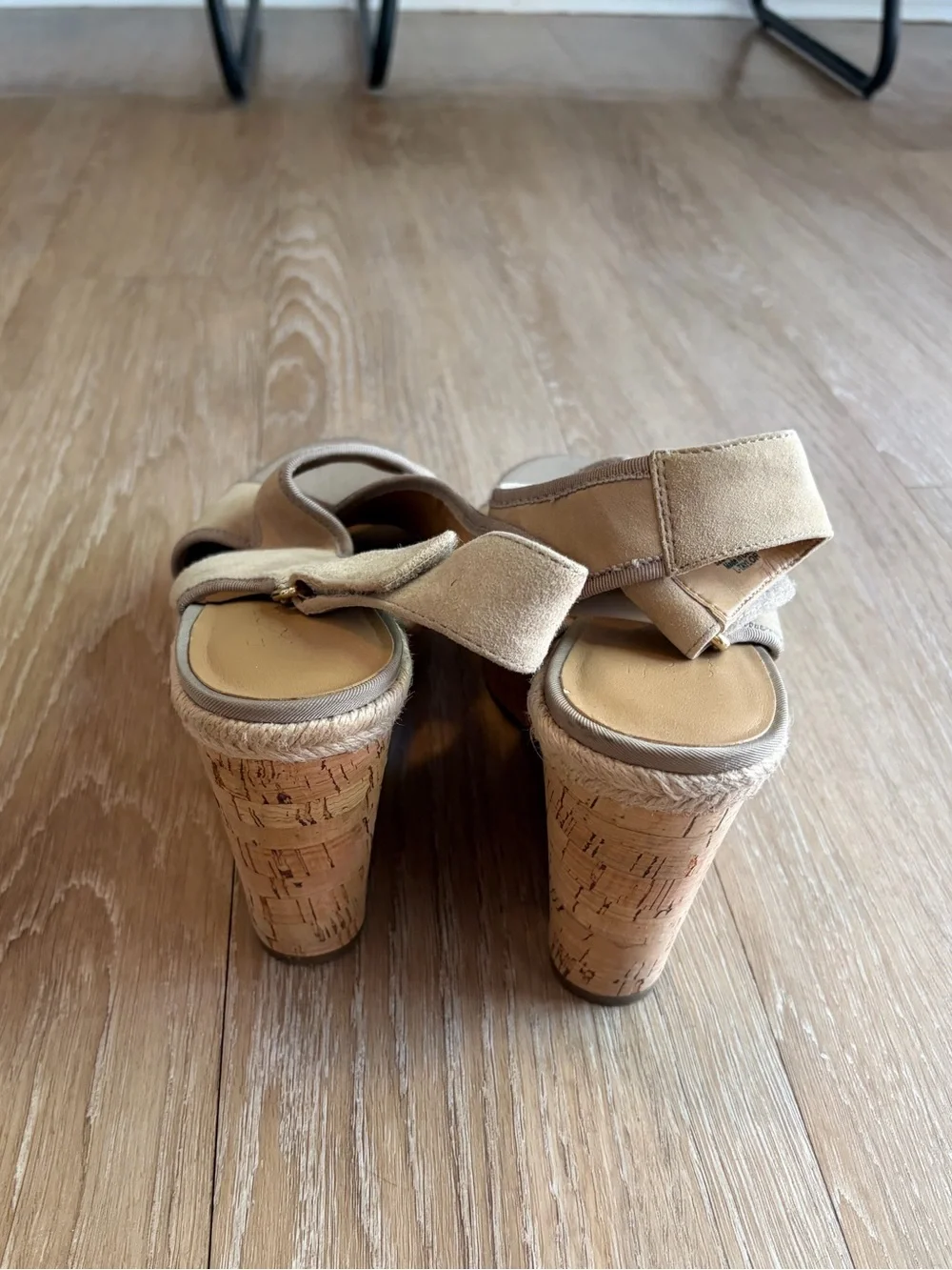 Franco Sarto Beige Cork Espadrille Wedge Sandals